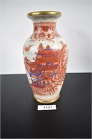 Oriental red and white vase- Made in Japan