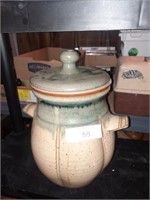 SIGNED POTTERY POT WITH LID