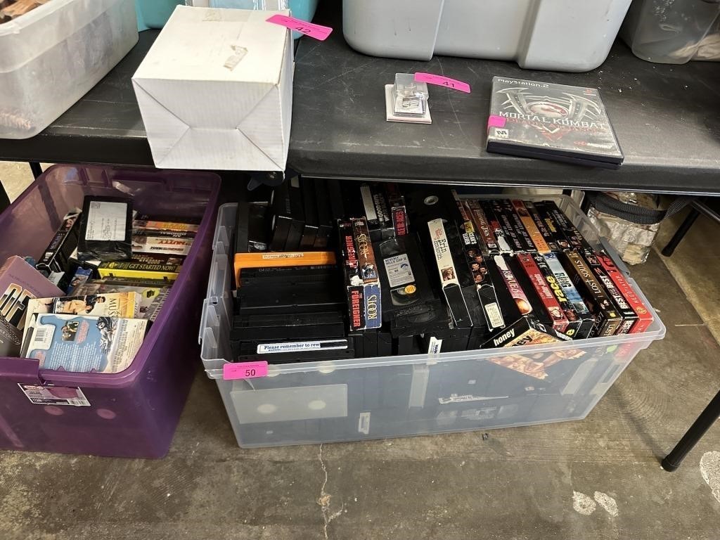 2 LARGE BINS OF VHS TAPES