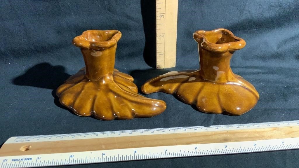 Pair of Van Briggle Art Pottery Candles
