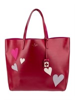 Kate Spade Red Leather Graphic Print Unlined Tote