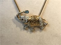 Lovely Elephant Pendant Brooch with Rhinestones