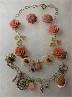 LOT OF FLORAL JEWELRY