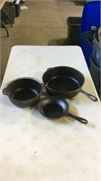 2 Wagner Ware 1 no name cast iron