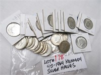 40 1964 Silver Kennedy Halves