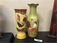 Pair Of Rooster Vases