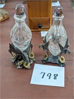 Perfume Bottles with Hummingbird Stands