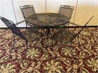 Wrought Iron Patio Table & Arm Chairs (5)