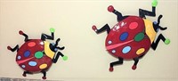 Pair metal Painted Ladybug Wall Art