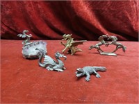 Pewter Dragons, unicorns, alligator figures