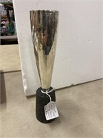 Modern sterling silver vase with stone base. 11