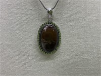 New! Mukaite Pendant &16" German Silver Chain