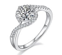 925S 1.0ct Moissanite Diamond Halo Ring
