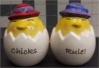 Magnetic Salt and pepper shakers  chicks in an egg