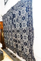 Beautiful Blue Antique Coverlet 92x72 (some wear