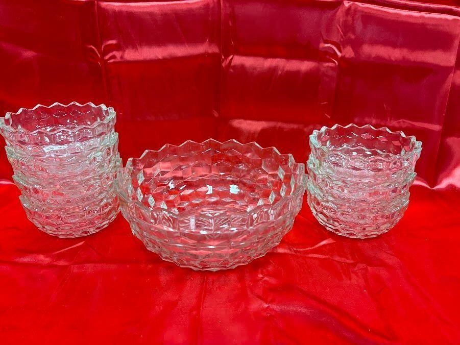 Vintage Indiana glass Salad Bowl set, 8 pieces