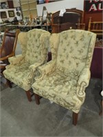 (2X) CLOTH PLEATED BACK & SEAT WINGBACK CHAIRS