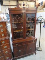 BURL CHERRY 4 DOOR 1 DRAWER CHINA HUTCH