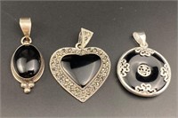 3 vintage sterling silver pendants  15.52 grams