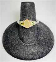 Sterling Ethiopian Opal/Peridot Ring 3 Gr Size 7