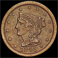 1849 Braided Hair Half Cent CLOSELY UNCIRCULATED