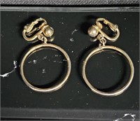 Napier Vintage Earrings Gold tone clip on Hoops