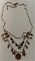 PRETTY MULTI STRAND GOLD TONED NECKLACE