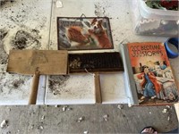 vintage wool brush, dog sign, bedtime story book