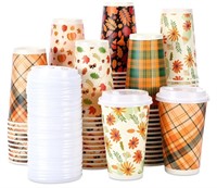 Disposable Coffee Cups with Lids 16 oz Paper Cups