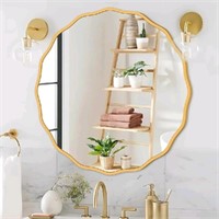 New FUWU HOME Gold Round wave Mirror for Wall Deco