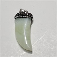 $600 Silver Jade Onyx CZ Pendant