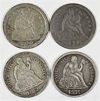 4 U.S. Seated Liberty Silver Dimes