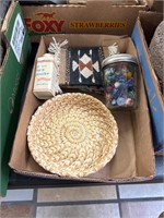 Marbles, Baby Powder Tin, Platter Basket