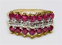 10k Yellow Gold Ruby & Diamond Ring