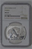 2016 China Panda Silver .999 NGC MS67