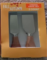 2ct Wooden Block Cheese Knife Set 2-Piece NEW