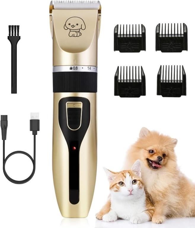 (7 pcs - beige) Pet Shaver Dog Clippers Grooming