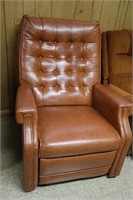 Vntg Red/Brown Leather Recliner