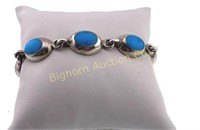 Sterling Turquoise 7-1/2 Bracelet Hallmarked