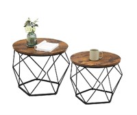 VASAGLE Round Coffee Table Set of 2, Small Coffee