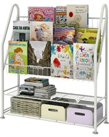 Aboxoo, Kids Metal Bookcase, 5 Tiers, White, 32"L