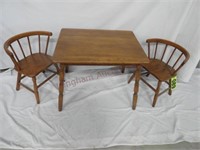 Child's Wooden Rectangular Table and (2) Wooden Ch