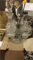 Vintage. Antique.  Cut glass condiment set in