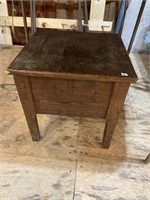 small wood table with hinge red