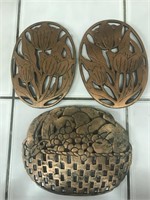 Lot of 3 Copper Colored Trivets