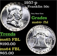 1957-p Franklin Half Dollar 50c Grades Choice Unc+