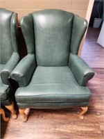 Green Vinal Wing Back Chair