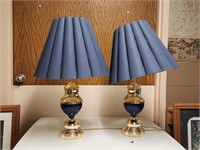 Pari of Blue Lamps 26 in Tall