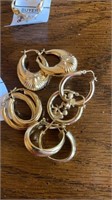 4 pair pierced hoop earrings. Unmarked