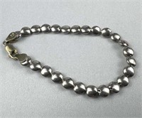 925 Italy Silver Solid Flat Circles Bracelet